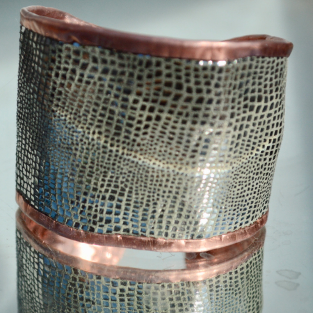 Silver Snake Skin Print Wide Copper Cuff Bracelet ONLY ENOUGH FOR ONE LEFT!!! - Picture 3 of 7